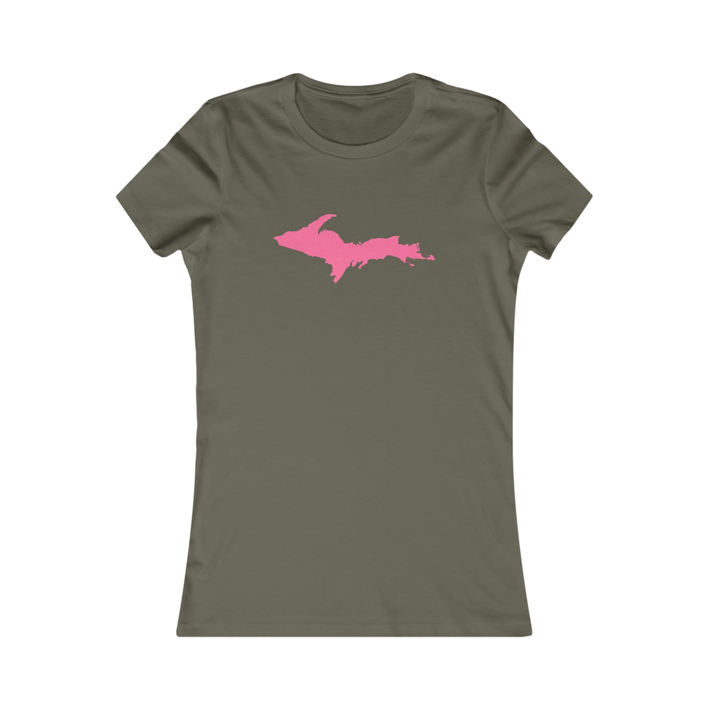 Michigan Upper Peninsula T-Shirt (w/ Pink UP Outline) | Women's Slim Fit