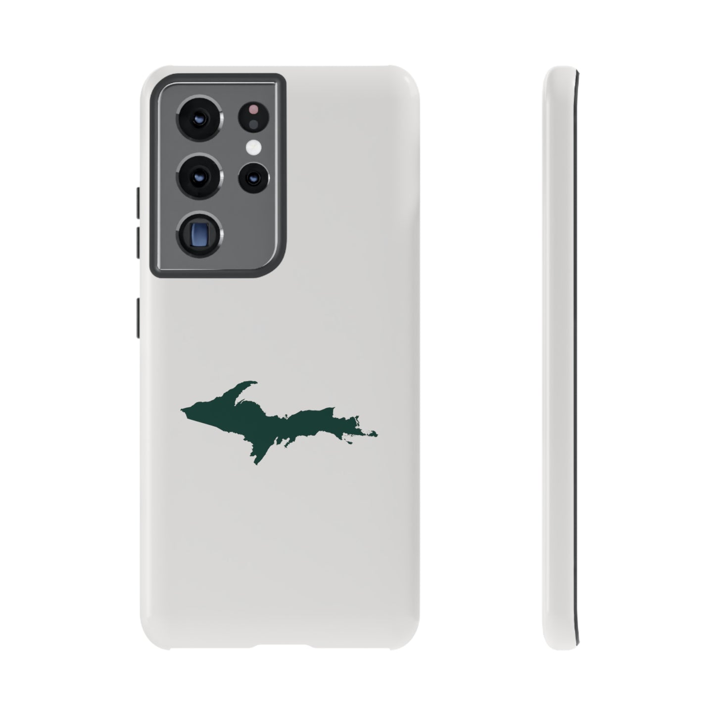 Michigan Upper Peninsula Tough Phone Case (Birch Bark White w/ Green UP Outline) | Samsung & Pixel Android