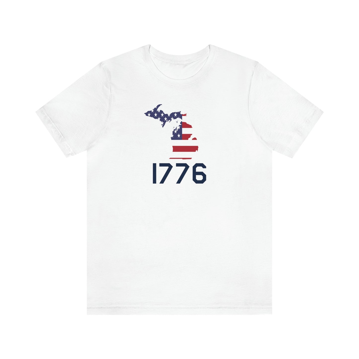 Michigan '1776' T-Shirt (USAF Stencil Font w/ MI USA Flag Outline) | Unisex Standard Fit