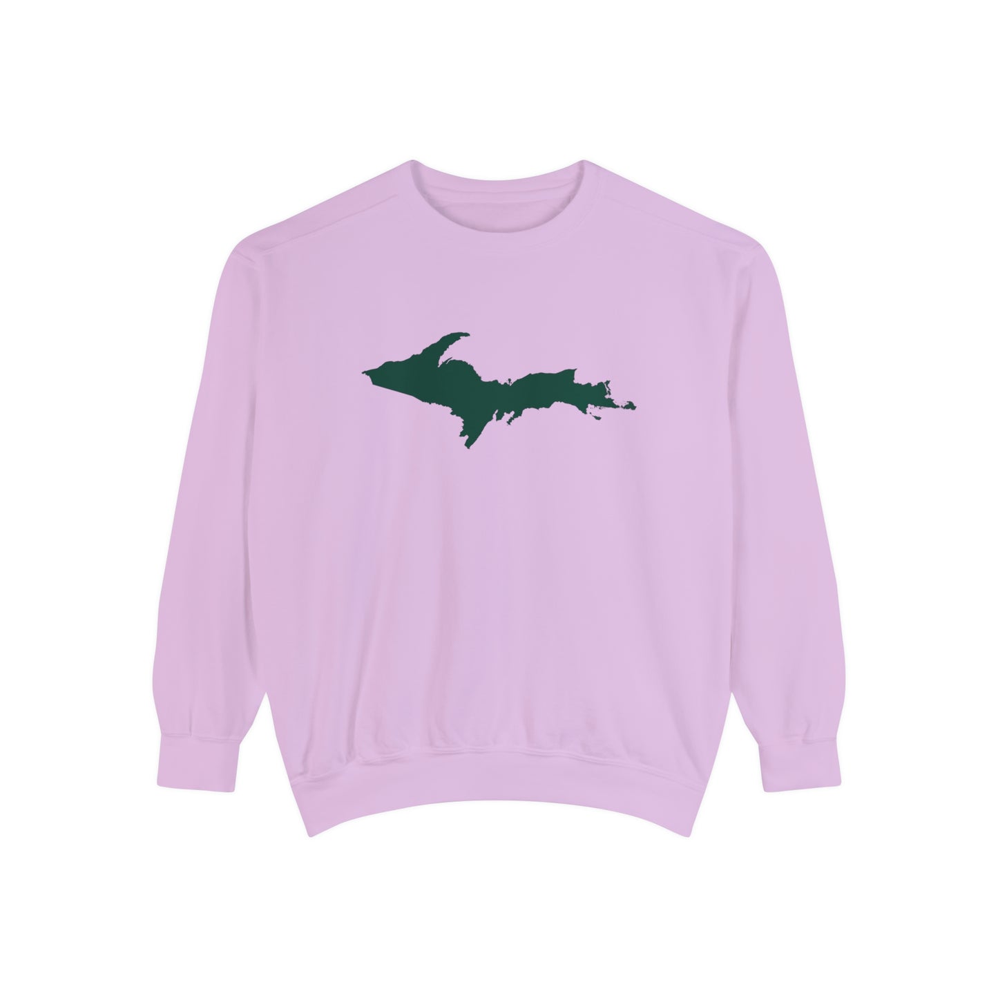 Michigan Upper Peninsula Sweatshirt (w/ Green UP Outline) | Unisex Garment Dyed