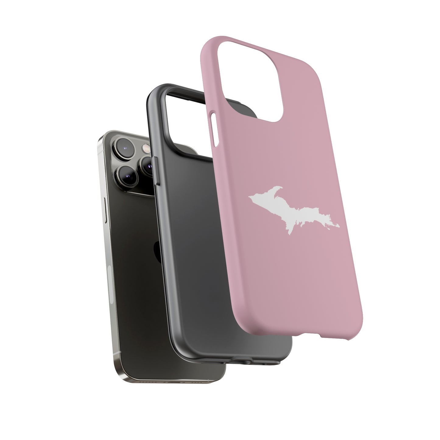 Michigan Upper Peninsula Tough Phone Case (Pink w/ UP Outline) | Apple iPhone