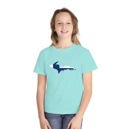 Michigan Upper Peninsula T-Shirt (w/ UP Finland Flag Outline) | Youth Garment-Dyed