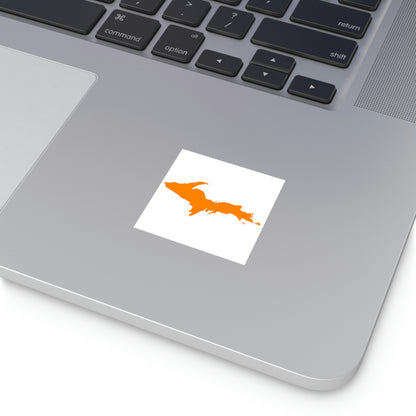 Michigan Upper Peninsula Square Sticker (w/ Orange UP Outline) | Indoor/Outdoor