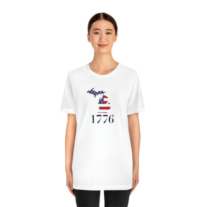 Michigan '1776' T-Shirt (Didone Font w/ MI USA Flag Outline) | Unisex Standard Fit