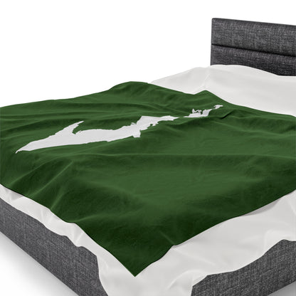 Michigan Upper Peninsula Plush Blanket (w/ UP Outline) | Pine Green