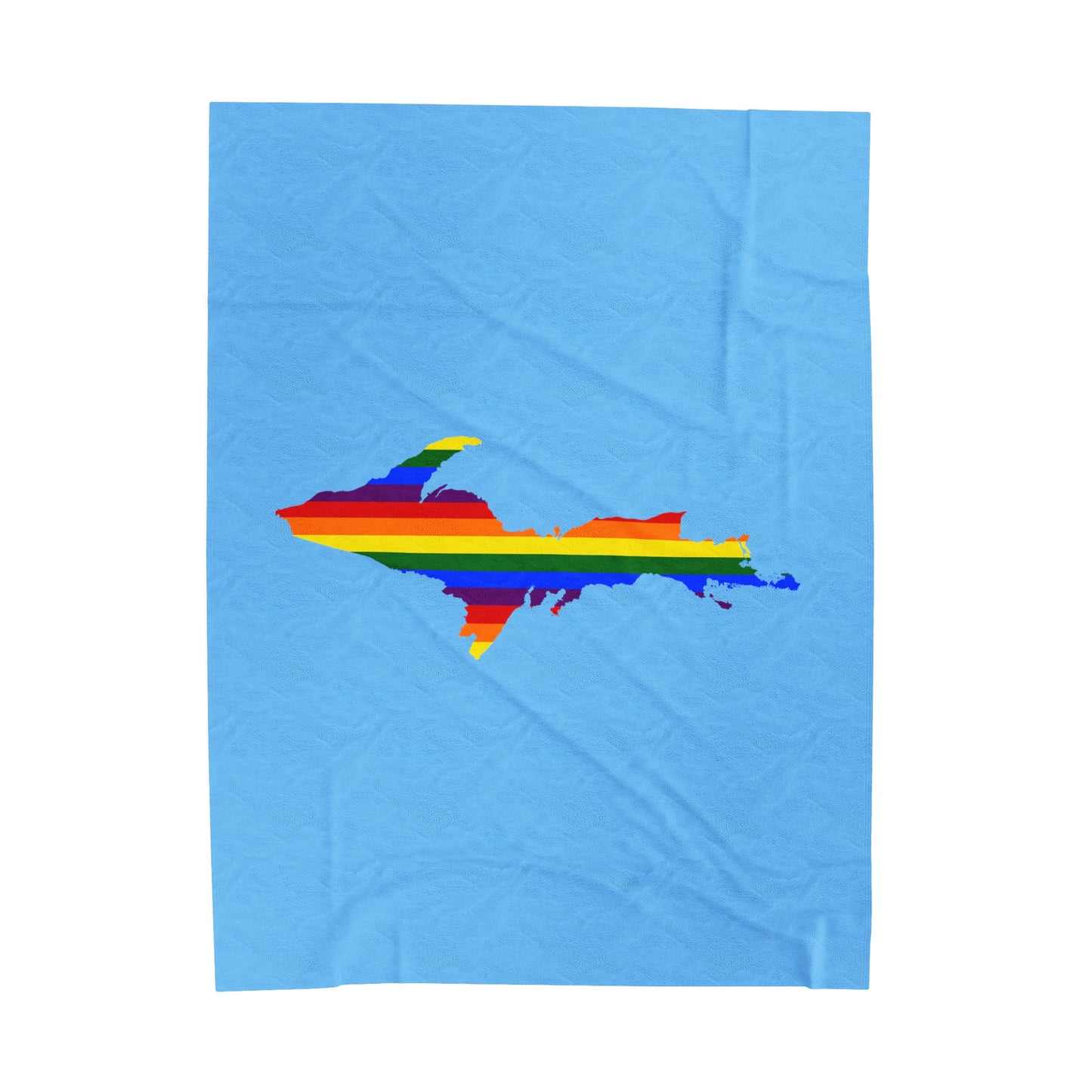 Michigan Upper Peninsula Plush Blanket (w/ UP Pride Flag Outline) | DTW Blue