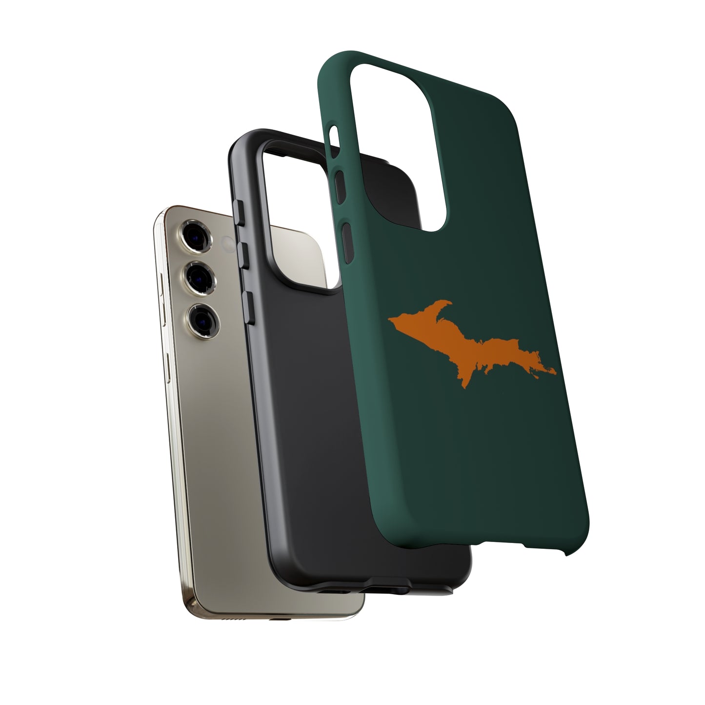 Michigan Upper Peninsula Tough Phone Case (Green w/ Orange UP Outline) | Samsung & Pixel Android