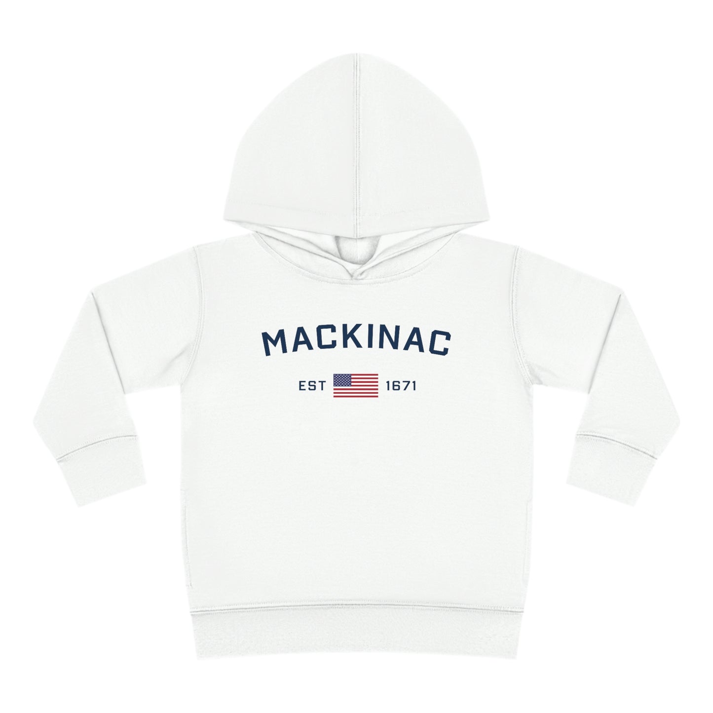 'Mackinac EST 1671' Hoodie (w/USA Flag Outline) | Unisex Toddler