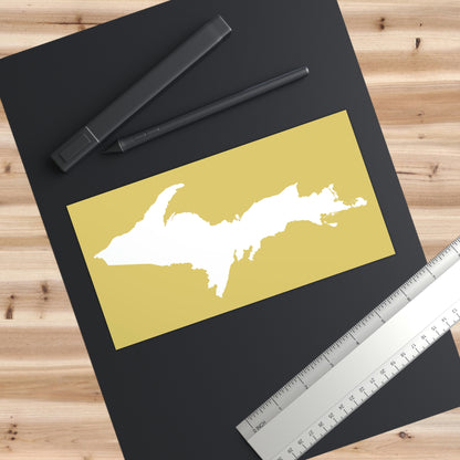 Michigan Upper Peninsula Bumper Sticker (w/ UP Outline) | Plum Yellow Background