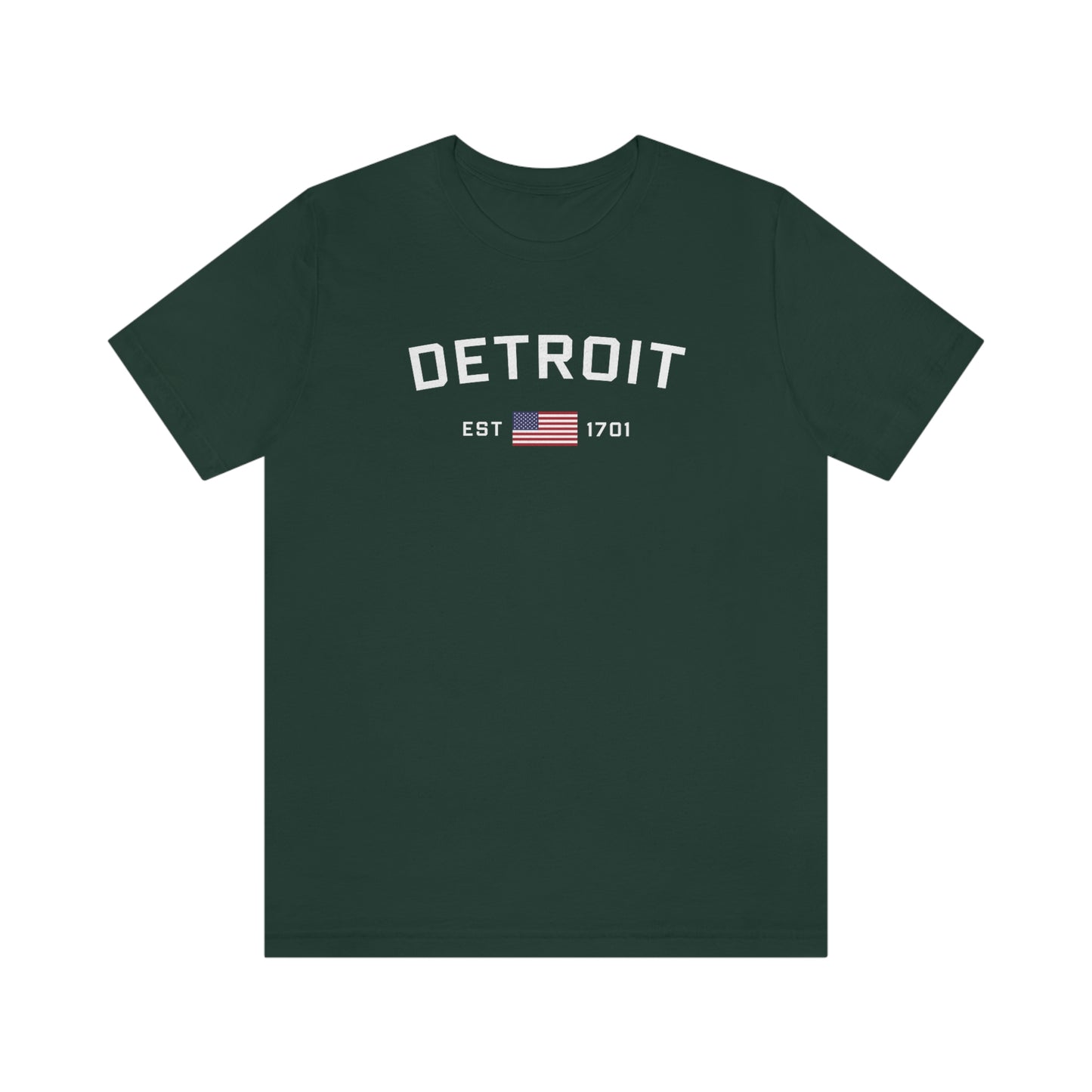 'Detroit Est 1701' T-Shirt (w/ United States Flag) | Unisex Standard Fit