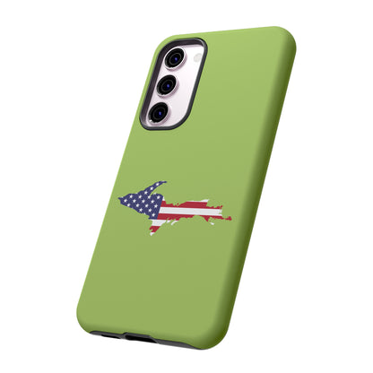 Michigan Upper Peninsula Tough Phone Case (Gooseberry Green w/ UP USA Flag Outline) | Samsung & Pixel Android