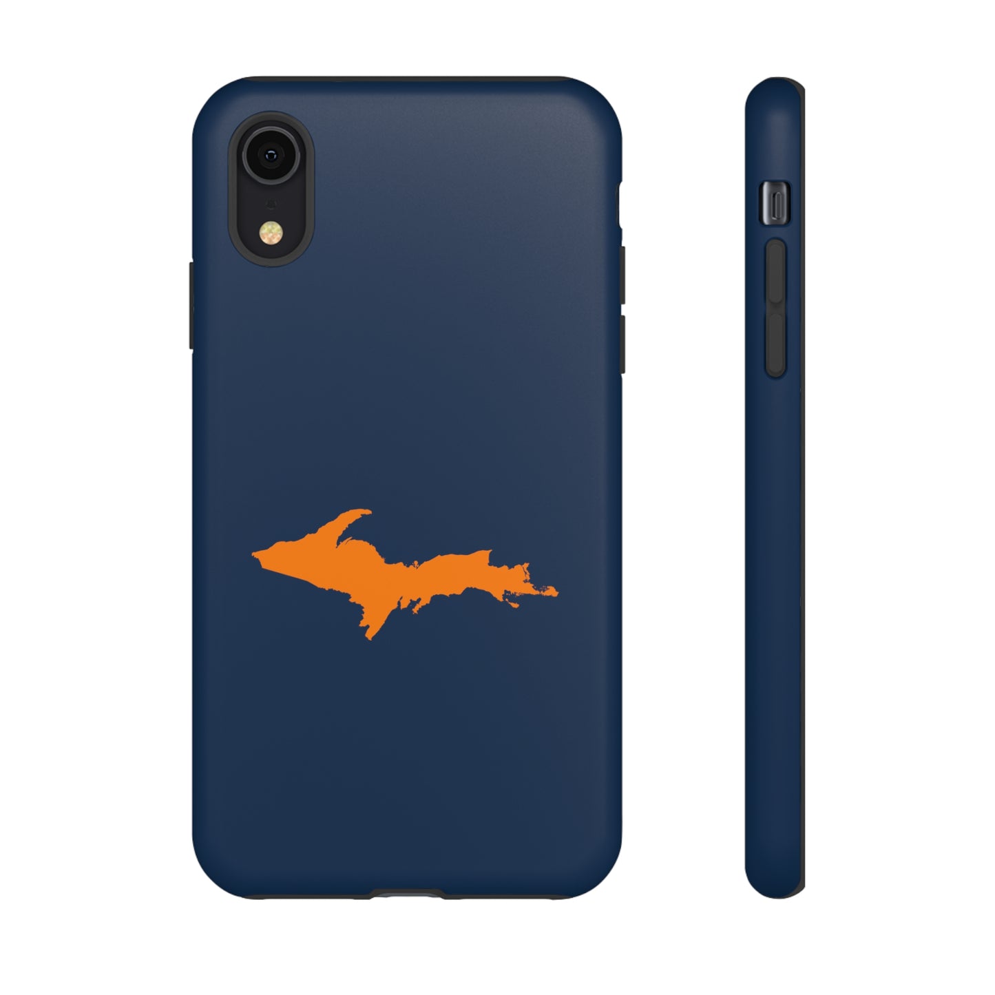 Michigan Upper Peninsula Tough Phone Case (Navy w/ Orange UP Outline) | Apple iPhone