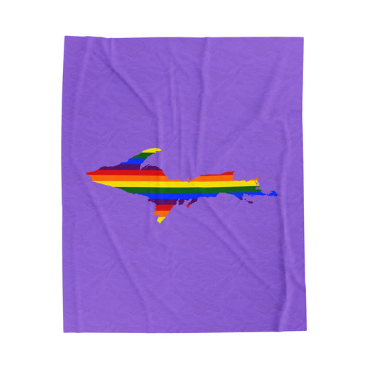 Michigan Upper Peninsula Plush Blanket (w/ UP Pride Flag Outline) | Lavender