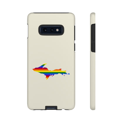 Michigan Upper Peninsula Tough Phone Case (Ivory Color w/ UP Pride Flag Outline) | Samsung & Pixel Android