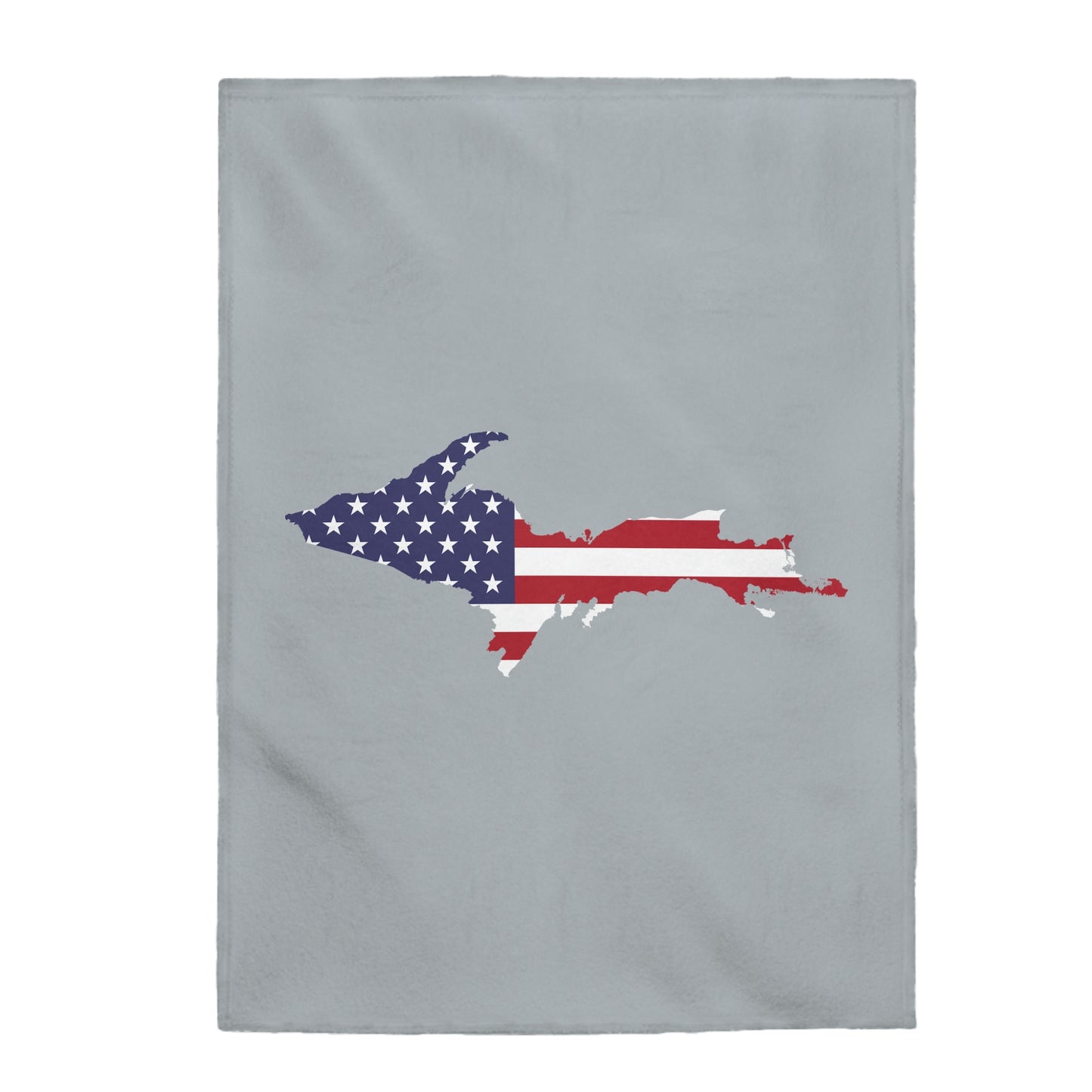 Michigan Upper Peninsula Plush Blanket (w/ UP USA Flag Outline) | Silver