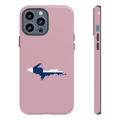 Michigan Upper Peninsula Tough Phone Case (Pink w/ UP Finland Flag Outline) | Apple iPhone