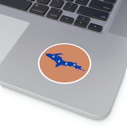 Michigan Upper Peninsula Round Stickers (Copper Color w/ UP Quebec Flag Outline) | Indoor\Outdoor