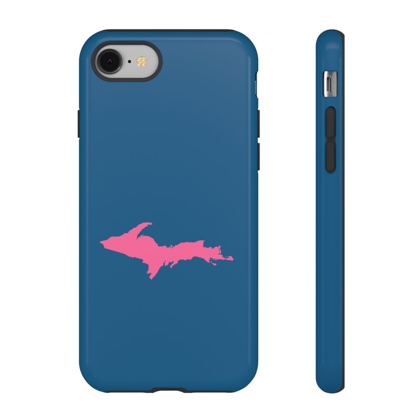 Michigan Upper Peninsula Tough Phone Case (Blueberry w/ Pink UP Outline) | Apple iPhone