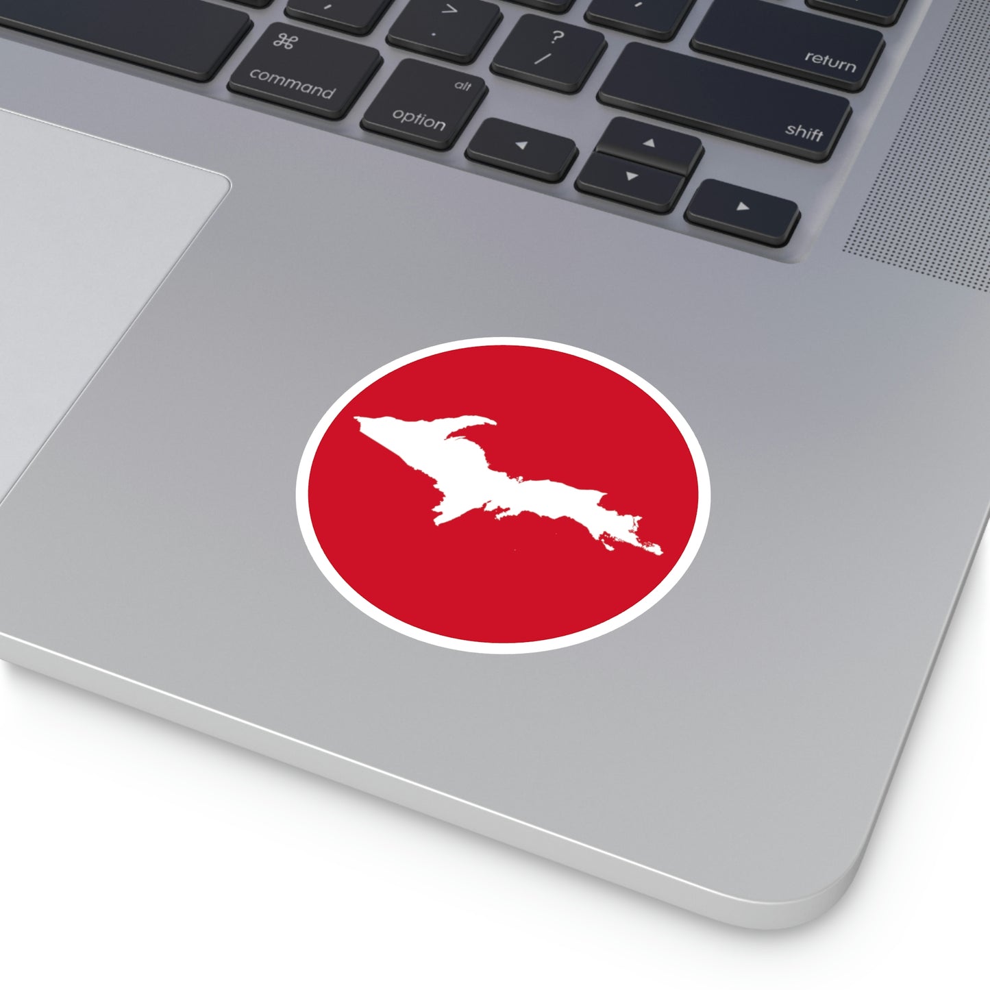 Michigan Upper Peninsula Round Stickers (Red w/ UP Outline) | Indoor\Outdoor