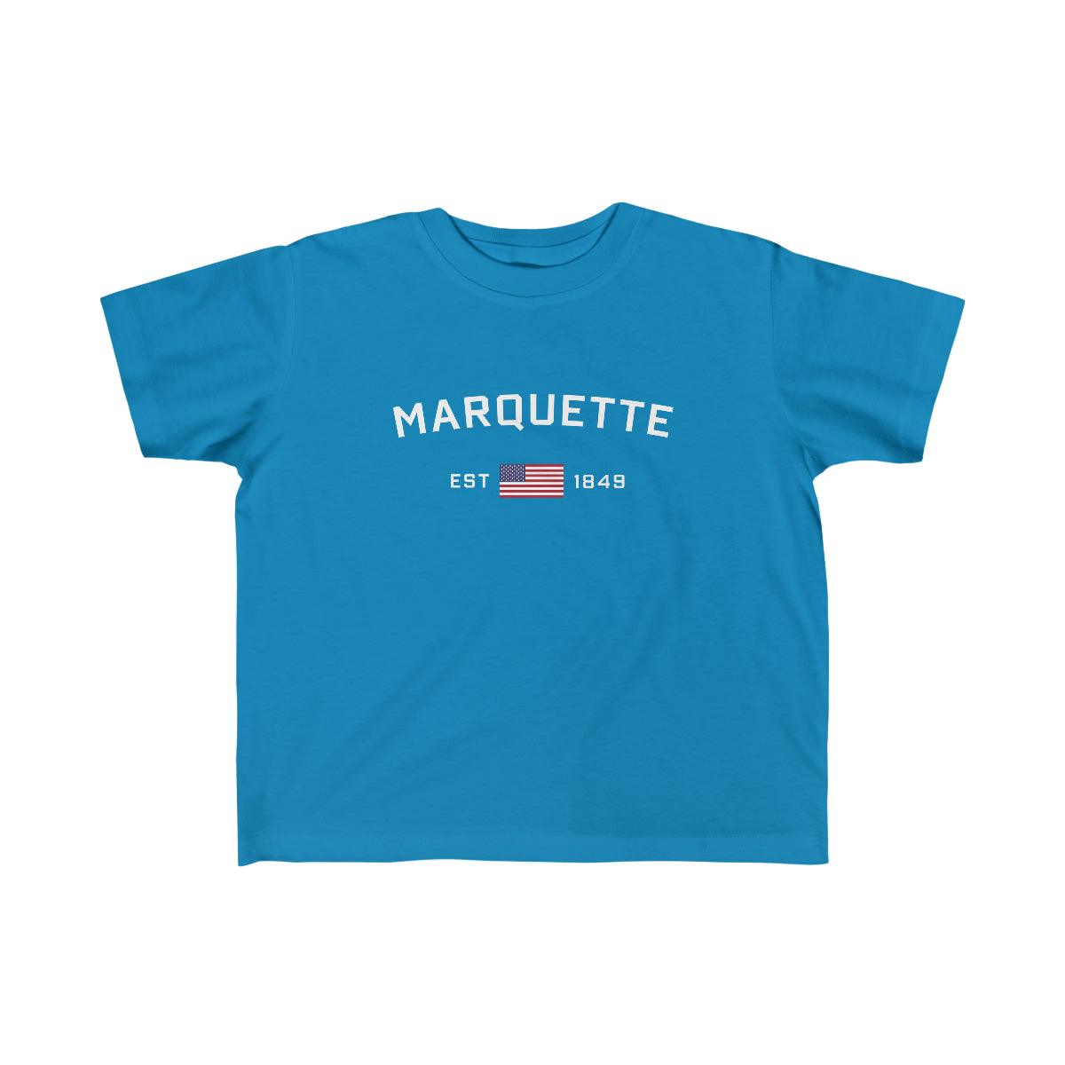 'Marquette EST 1849' T-Shirt  (w/USA Flag Outline) | Toddler Short Sleeve - Circumspice Michigan