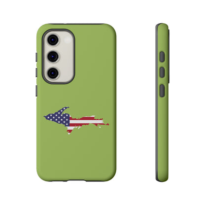 Michigan Upper Peninsula Tough Phone Case (Gooseberry Green w/ UP USA Flag Outline) | Samsung & Pixel Android