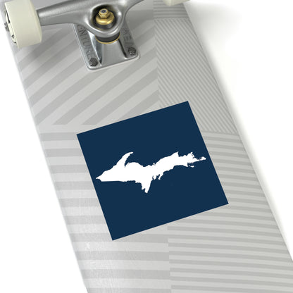 Michigan Upper Peninsula Square Sticker (Navy w/ UP Outline) | Indoor/Outdoor