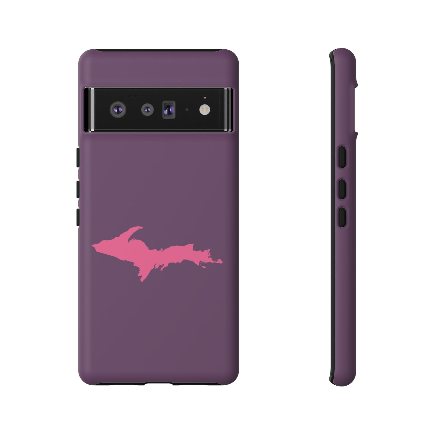 Michigan Upper Peninsula Tough Phone Case (Plum w/ Pink UP Outline) | Samsung & Pixel Android