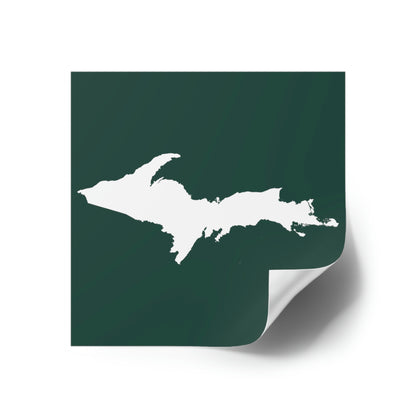 Michigan Upper Peninsula Square Sticker (Green w/ UP Outline) | Indoor/Outdoor