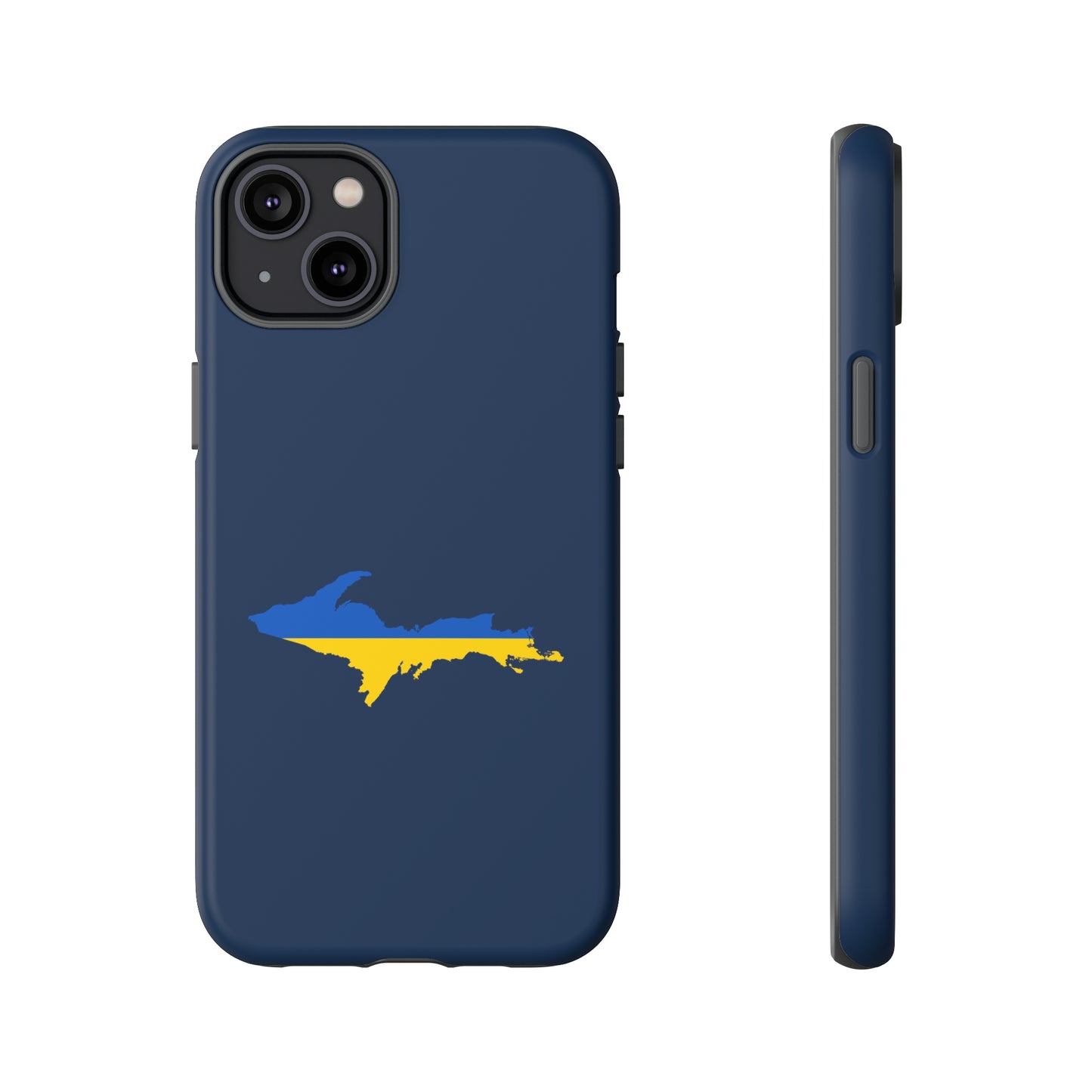 Michigan Upper Peninsula Tough Phone Case (Navy w/ UP Ukraine Flag Outline) | Apple iPhone