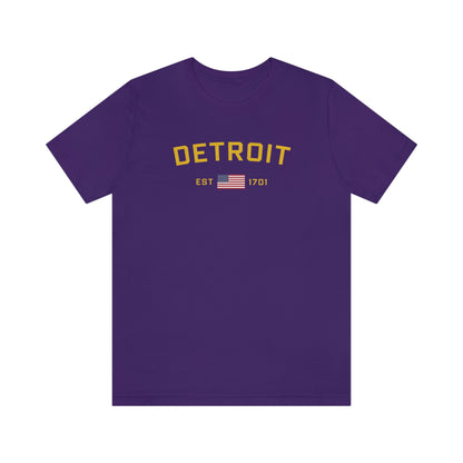 'Detroit Est 1701' T-Shirt (w/ United States Flag) | Unisex Standard Fit