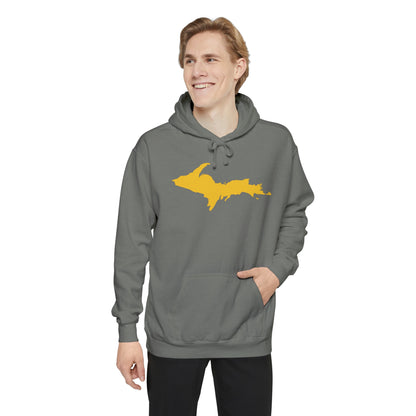 Michigan Upper Peninsula Hoodie (w/ Gold UP Outline) | Unisex Garment-Dyed