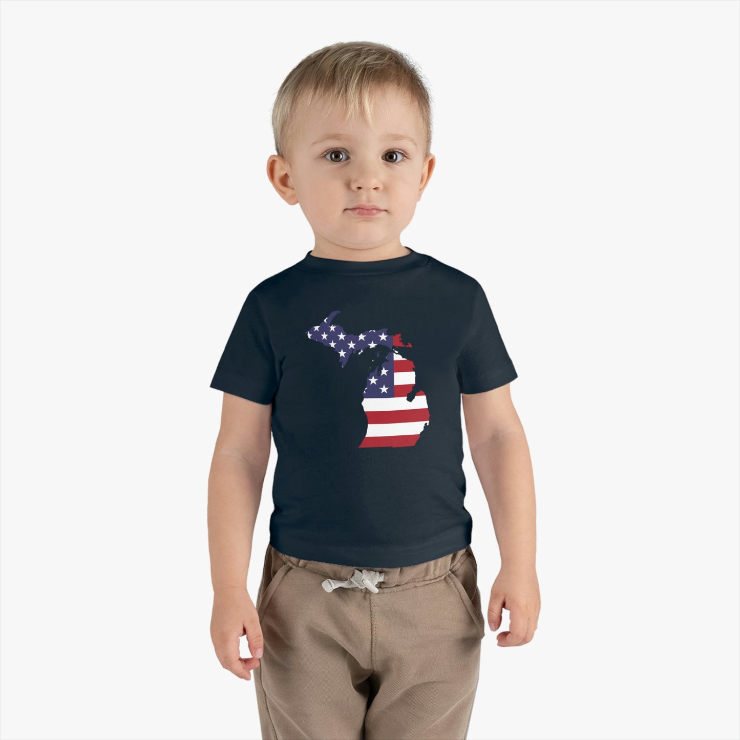 Michigan Infant T-Shirt (w/ MI USA Flag Outline) | Short Sleeve