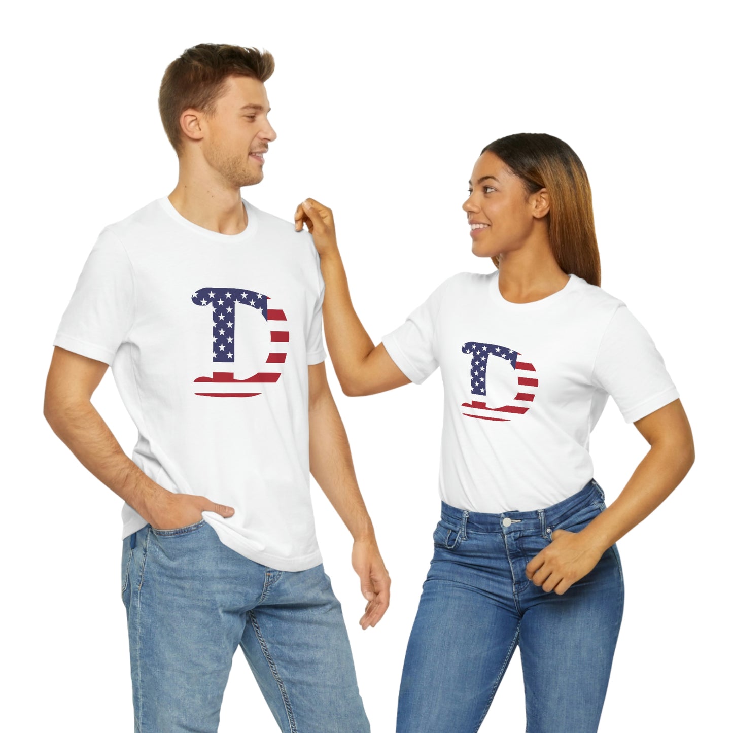 Detroit 'Old French D' T-Shirt (w/ USA Flag Outline) | Unisex Standard Fit