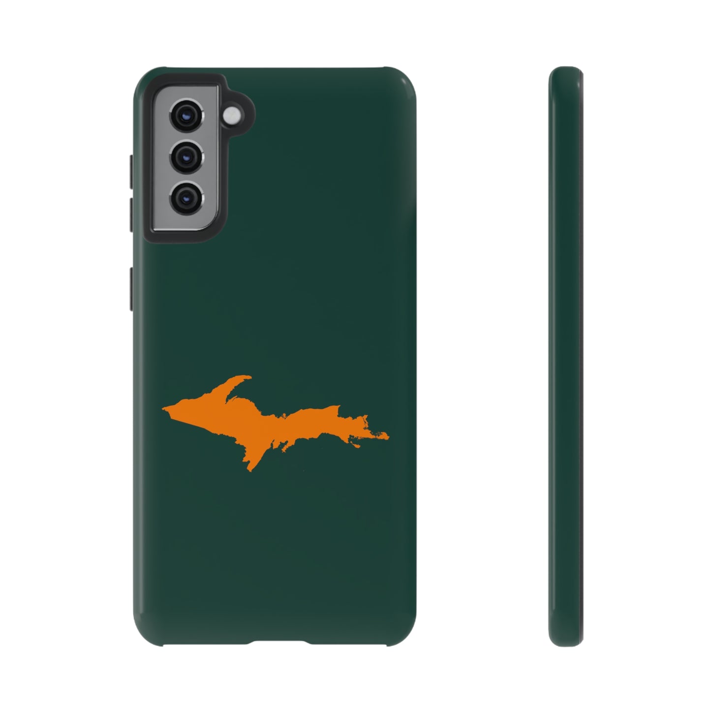 Michigan Upper Peninsula Tough Phone Case (Green w/ Orange UP Outline) | Samsung & Pixel Android