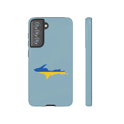 Michigan Upper Peninsula Tough Phone Case (Opal Blue w/ UP Ukraine Flag Outline) | Samsung & Pixel Android