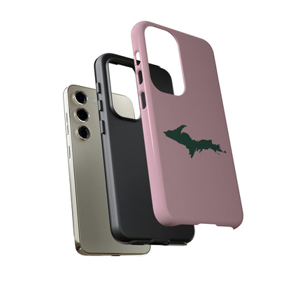 Michigan Upper Peninsula Tough Phone Case (Pink w/ Green UP Outline) | Samsung & Pixel Android