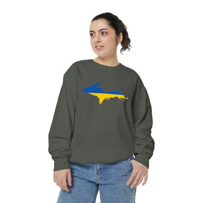 Michigan Upper Peninsula Sweatshirt (w/ UP Ukraine Outline) | Unisex Garment Dyed