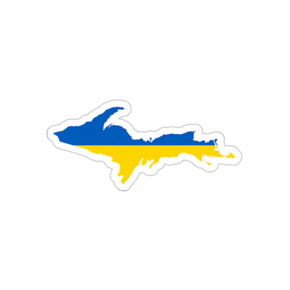 Michigan Upper Peninsula Die Cut Stickers (w/ UP Ukraine Flag Outline) | Indoor/Outdoor