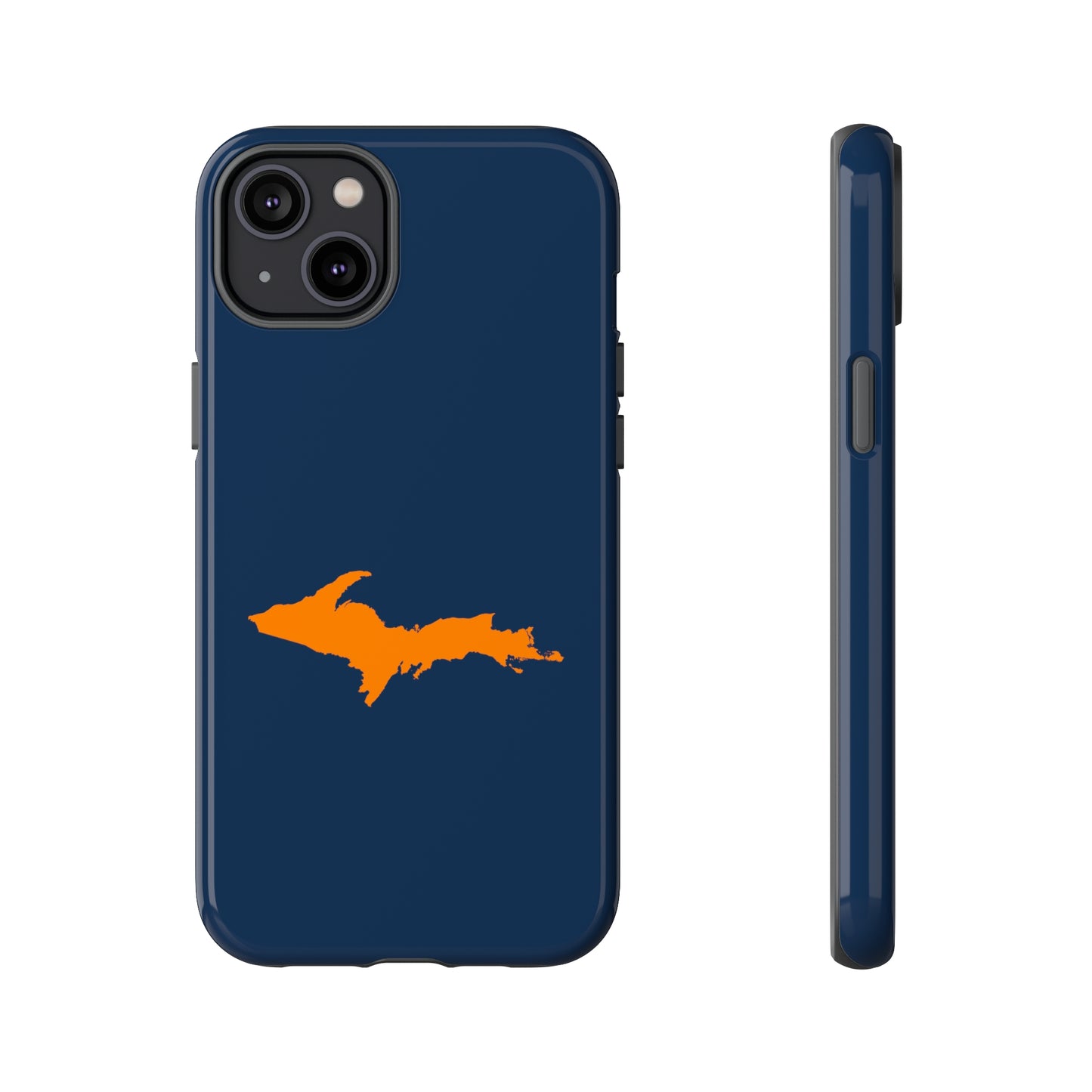 Michigan Upper Peninsula Tough Phone Case (Navy w/ Orange UP Outline) | Apple iPhone