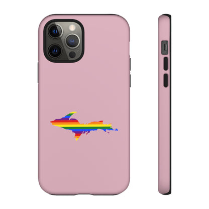 Michigan Upper Peninsula Tough Phone Case (Pink w/ UP Pride Flag Outline) | Apple iPhone