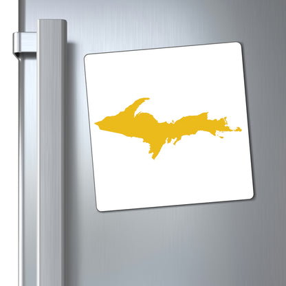 Michigan Upper Peninsula Square Magnet (w/ Gold Flag Outline)