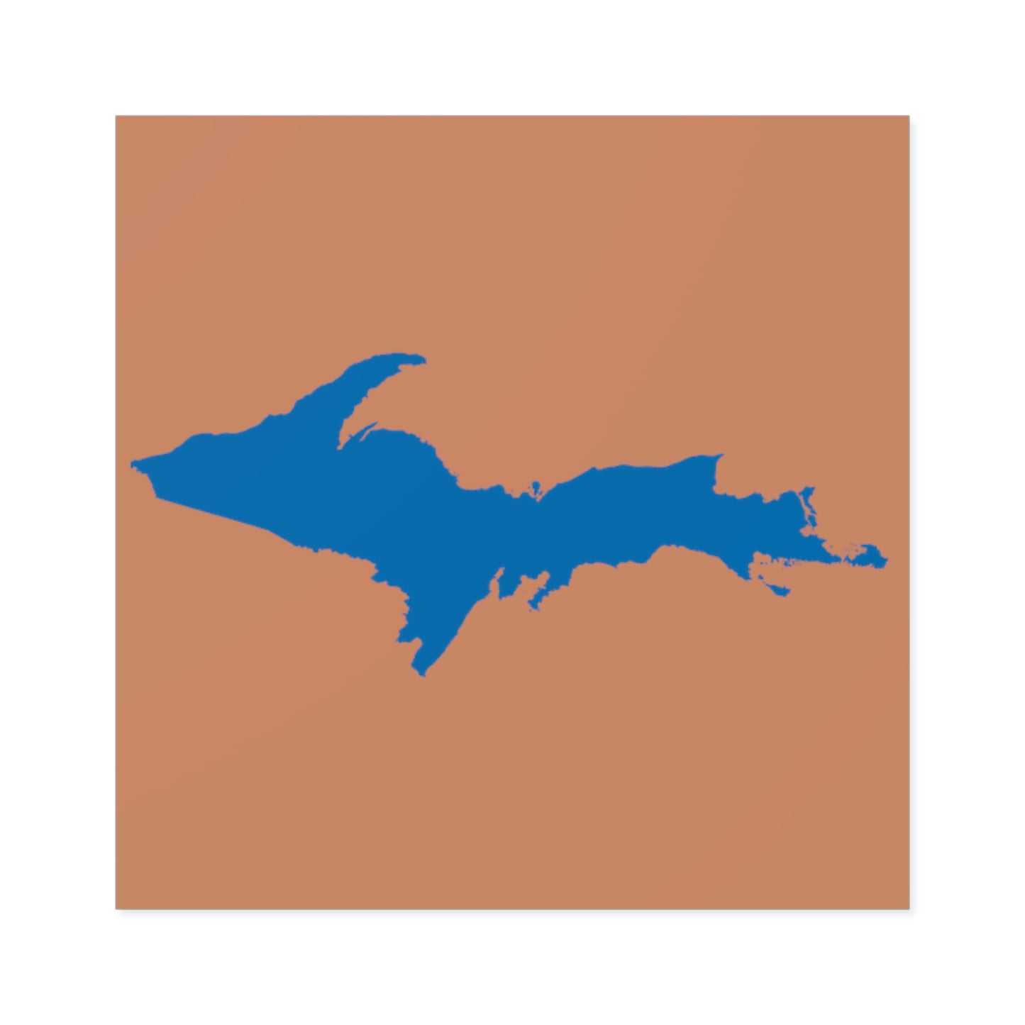 Michigan Upper Peninsula Square Sticker (Copper Color w/ Azure UP Outline) | Indoor/Outdoor