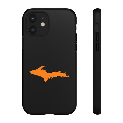 Michigan Upper Peninsula Tough Phone Case (Black w/ Orange UP Outline) | Apple iPhone