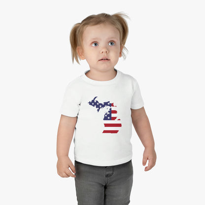 Michigan Infant T-Shirt (w/ MI USA Flag Outline) | Short Sleeve