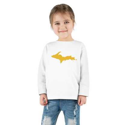 Michigan Upper Peninsula T-Shirt (w/ Gold UP Outline) | Toddler Long Sleeve