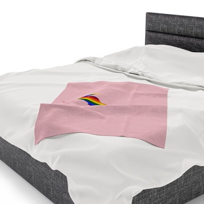 Michigan Upper Peninsula Plush Blanket (w/ UP Pride Flag Outline) | Pale Pink