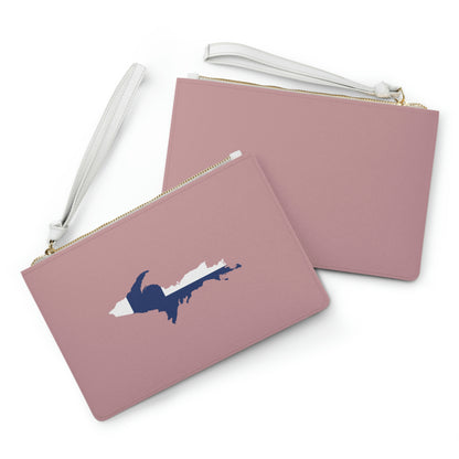 Michigan Upper Peninsula Clutch Bag (Cherry Blossom Pink w/ UP Finland Flag Outline)