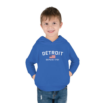 'Détroit Depuis 1701' Hoodie (w/USA Flag Outline) | Unisex Toddler