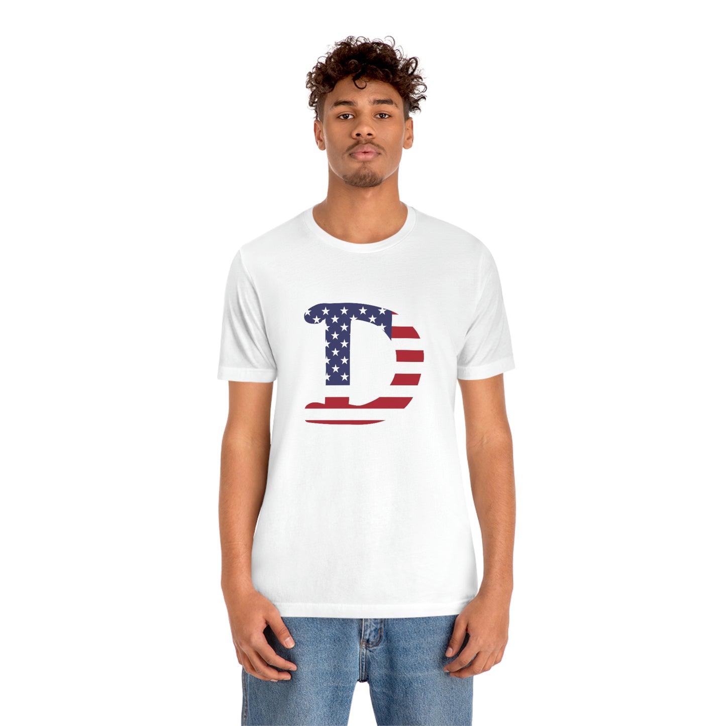 Detroit 'Old French D' T-Shirt (w/ USA Flag Outline) | Unisex Standard Fit