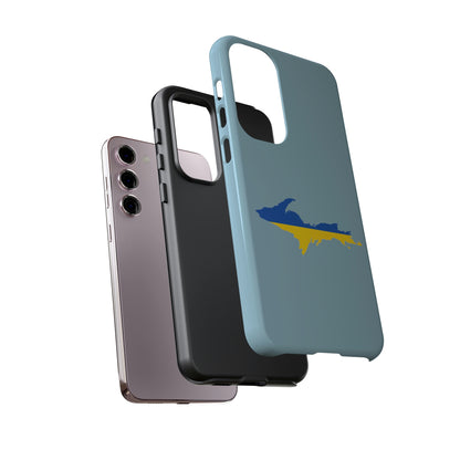 Michigan Upper Peninsula Tough Phone Case (Opal Blue w/ UP Ukraine Flag Outline) | Samsung & Pixel Android